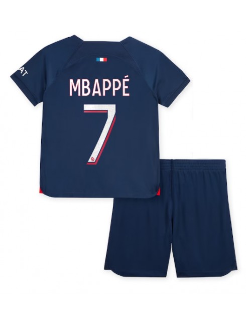 Billige Paris Saint-Germain Kylian Mbappe #7 Hjemmedraktsett Barn 2023-24 Kortermet (+ Korte bukser)